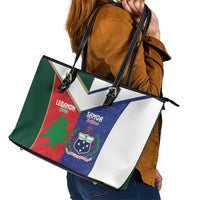 Rugby Samoa and Lebanon Leather Tote Bag Toa Samoa Cedars Together