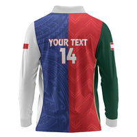 Custom Rugby Samoa and Lebanon Long Sleeve Polo Shirt Toa Samoa Cedars Together