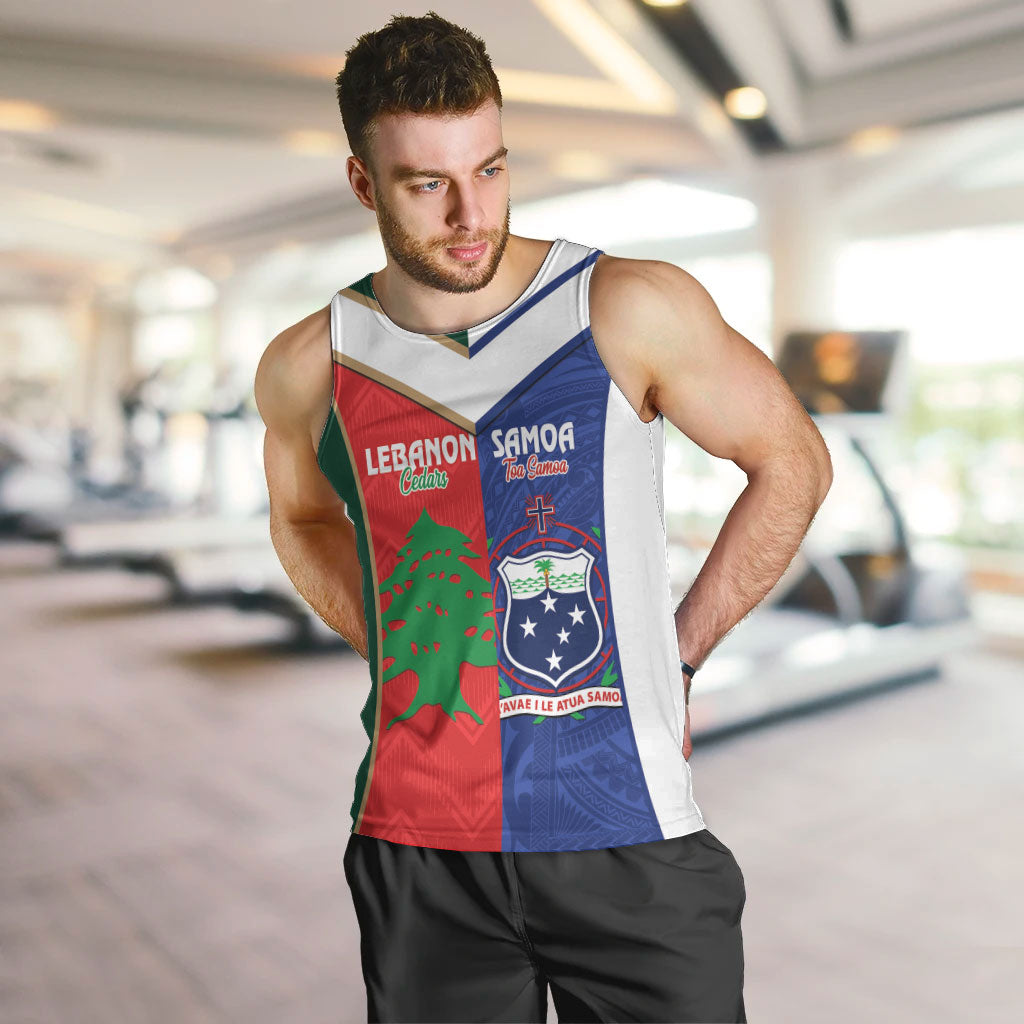 Custom Rugby Samoa and Lebanon Men Tank Top Toa Samoa Cedars Together