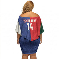 Custom Rugby Samoa and Lebanon Off Shoulder Short Dress Toa Samoa Cedars Together