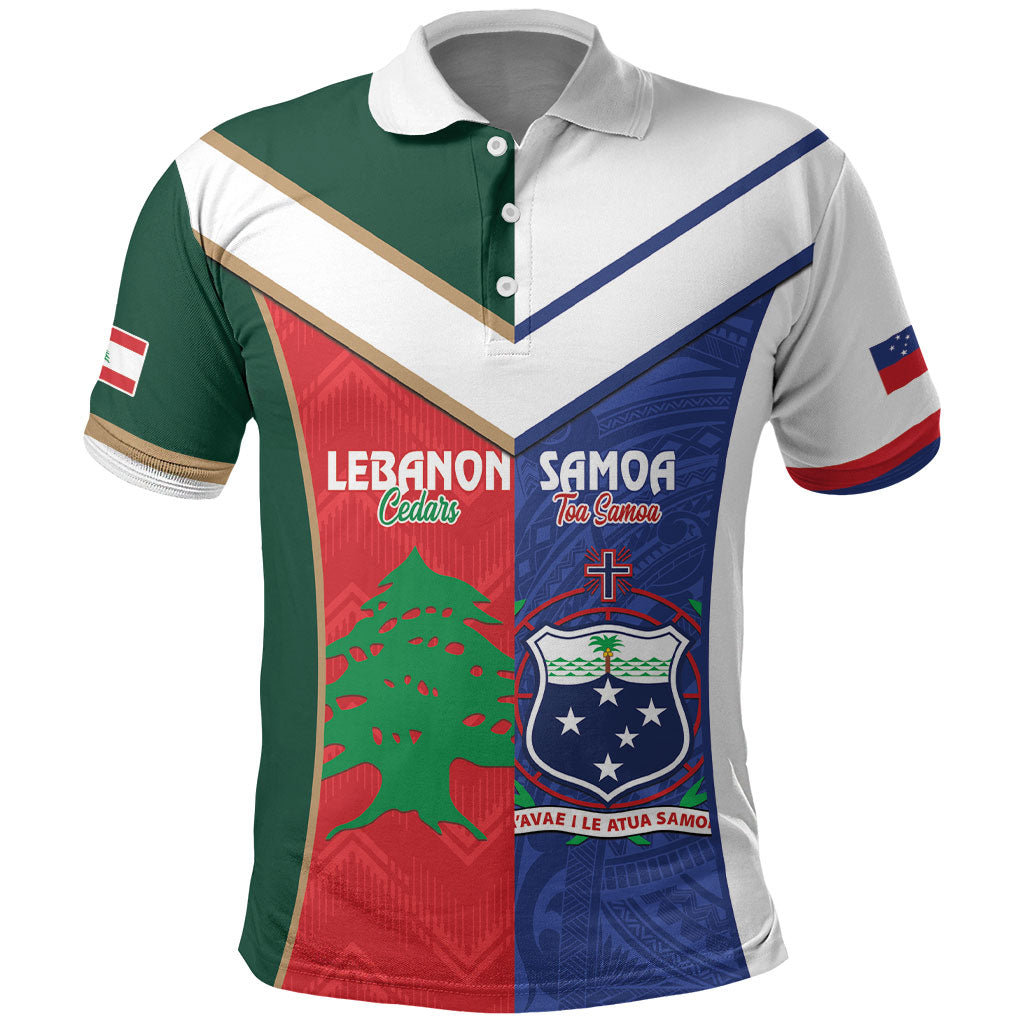 Custom Rugby Samoa and Lebanon Polo Shirt Toa Samoa Cedars Together