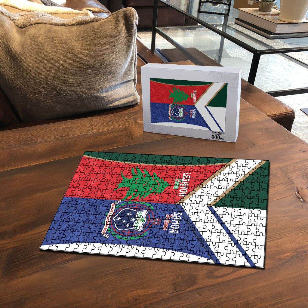 Rugby Samoa and Lebanon Puzzle Toa Samoa Cedars Together