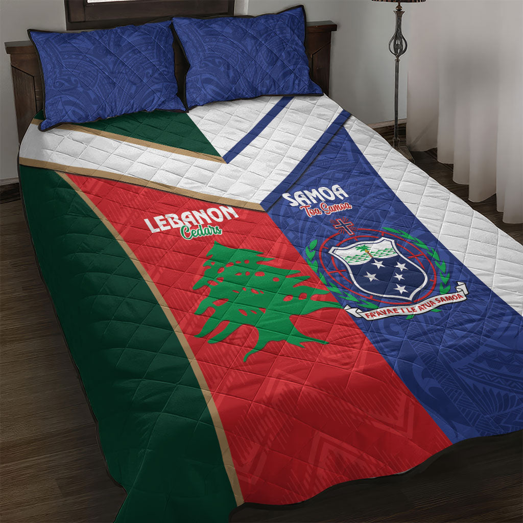 Rugby Samoa and Lebanon Quilt Bed Set Toa Samoa Cedars Together