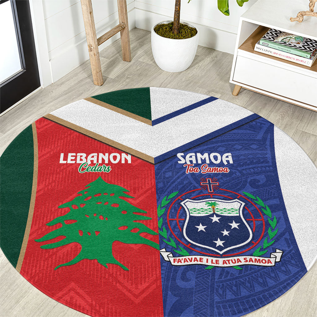 Rugby Samoa and Lebanon Round Carpet Toa Samoa Cedars Together