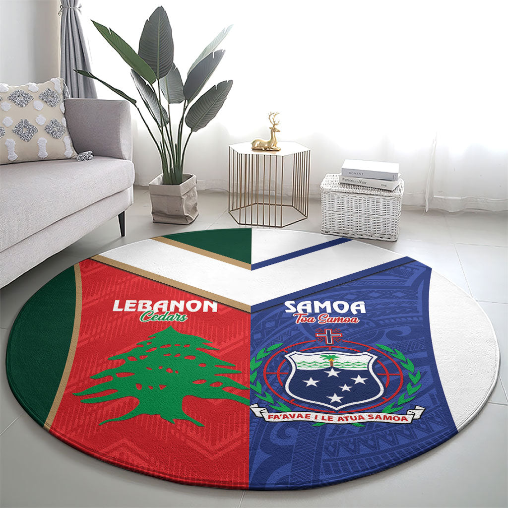 Rugby Samoa and Lebanon Round Carpet Toa Samoa Cedars Together