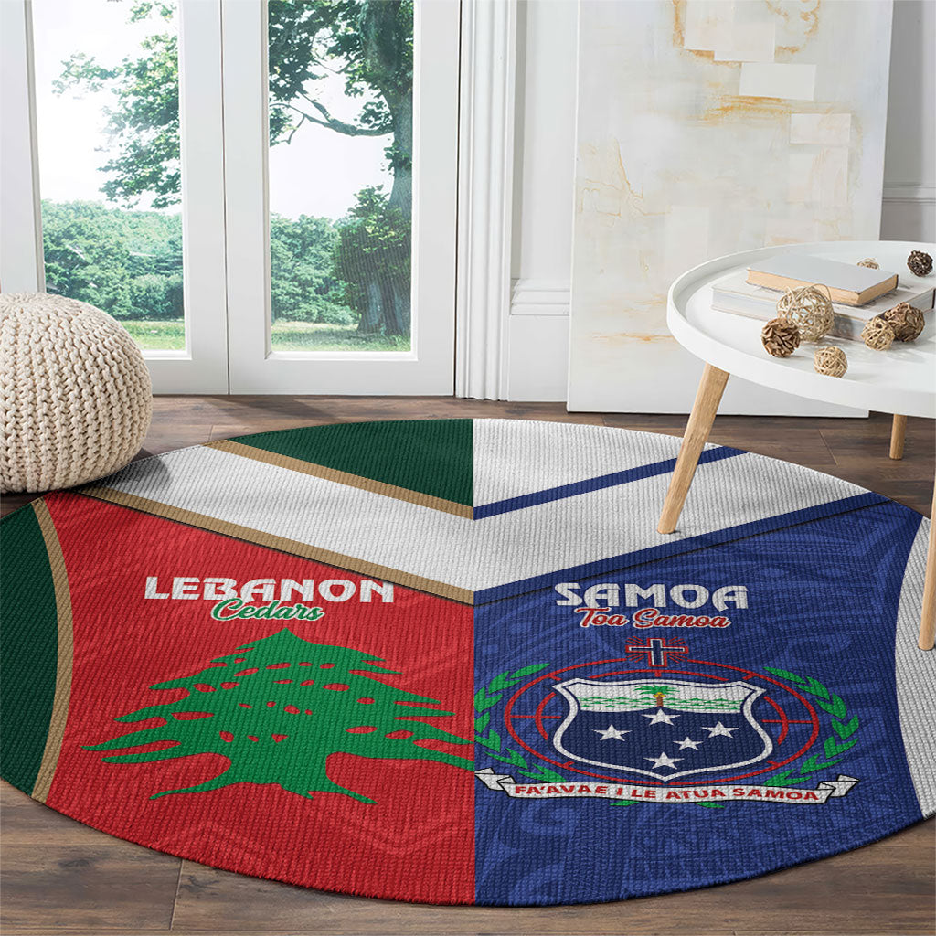 Rugby Samoa and Lebanon Round Carpet Toa Samoa Cedars Together