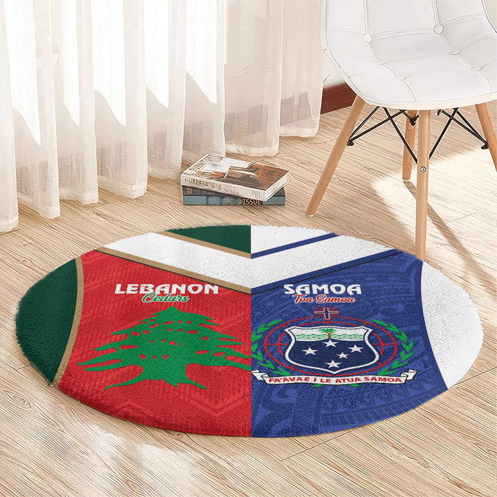 Rugby Samoa and Lebanon Round Carpet Toa Samoa Cedars Together