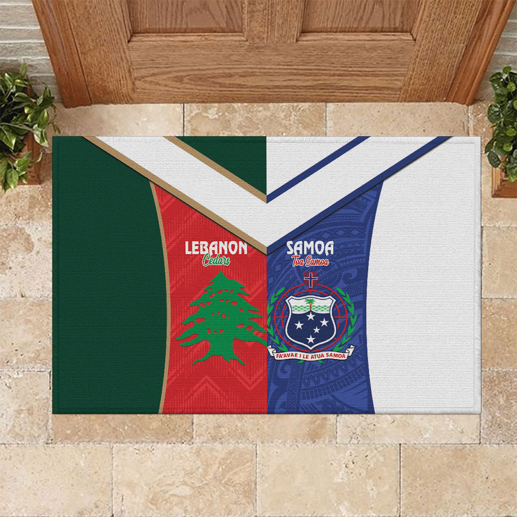 Rugby Samoa and Lebanon Rubber Doormat Toa Samoa Cedars Together
