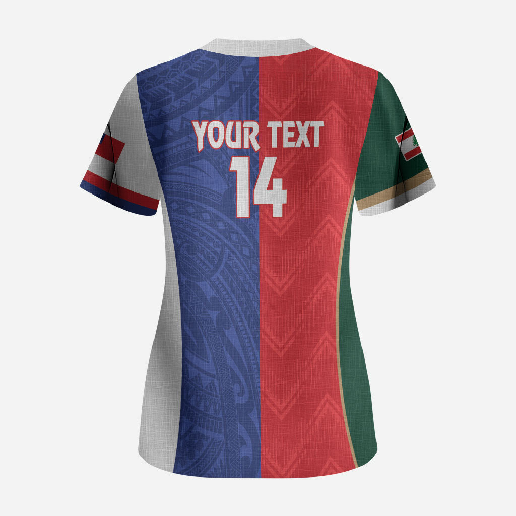 Custom Rugby Samoa and Lebanon Scrub Top Toa Samoa Cedars Together
