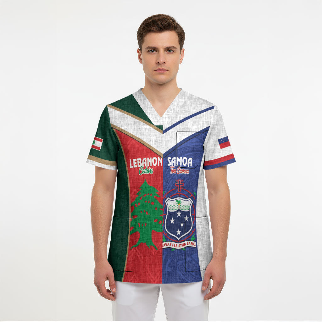 Custom Rugby Samoa and Lebanon Scrub Top Toa Samoa Cedars Together