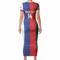 Custom Rugby Samoa and Lebanon Short Sleeve Bodycon Dress Toa Samoa Cedars Together