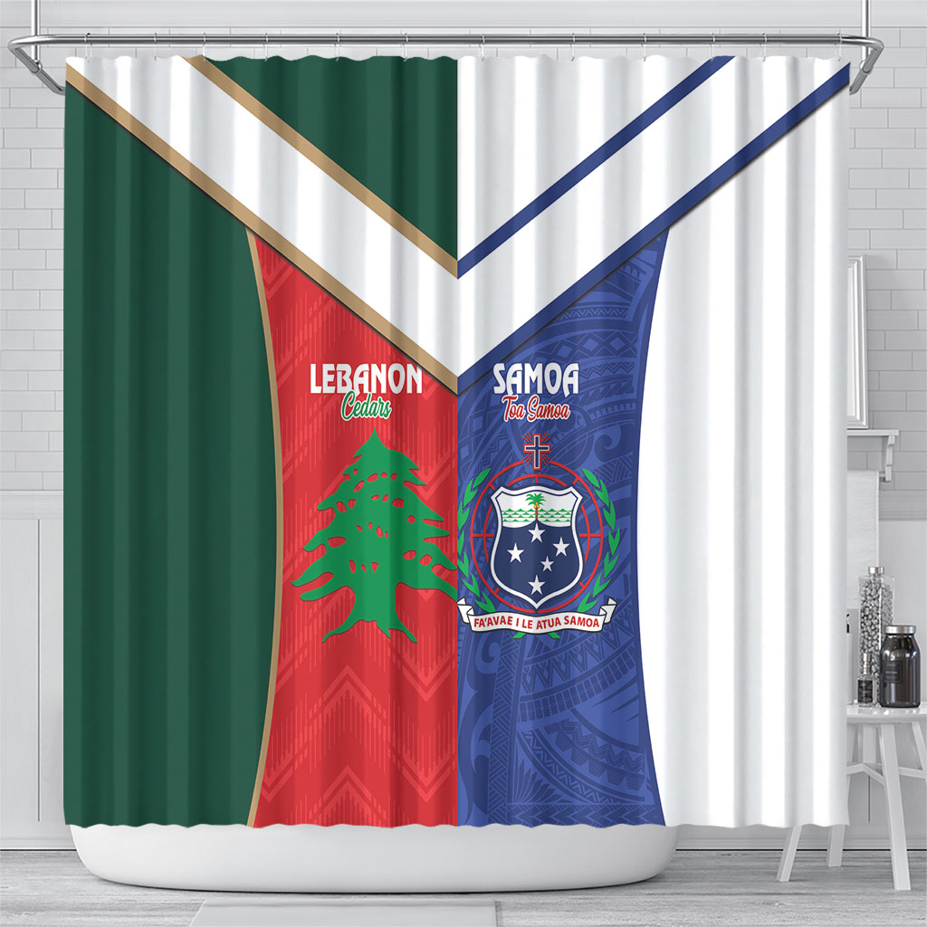 Rugby Samoa and Lebanon Shower Curtain Toa Samoa Cedars Together