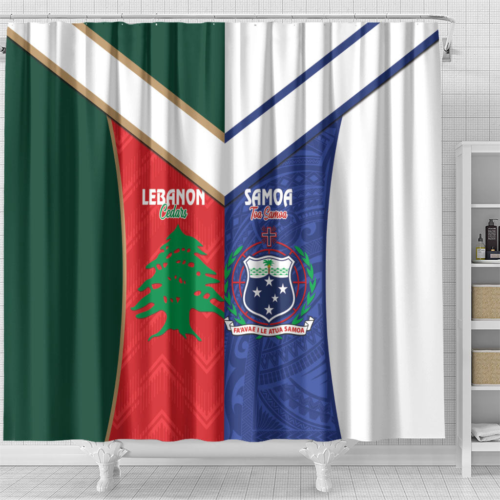 Rugby Samoa and Lebanon Shower Curtain Toa Samoa Cedars Together