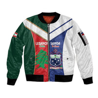Custom Rugby Samoa and Lebanon Sleeve Zip Bomber Jacket Toa Samoa Cedars Together