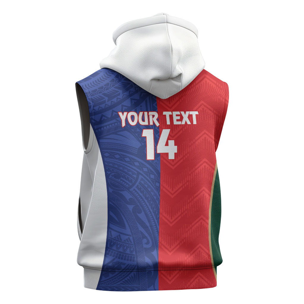 Custom Rugby Samoa and Lebanon Sleeveless Zip Hoodie Toa Samoa Cedars Together