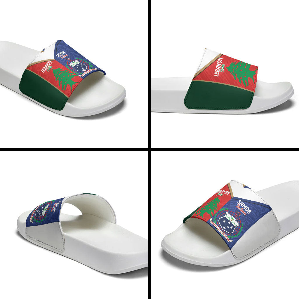 Rugby Samoa and Lebanon Slide Sandals Toa Samoa Cedars Together