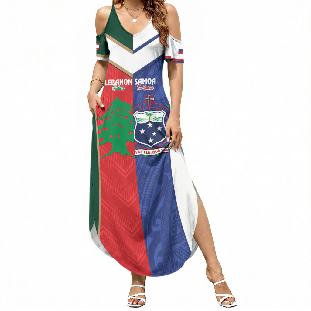 Custom Rugby Samoa and Lebanon Summer Maxi Dress Toa Samoa Cedars Together