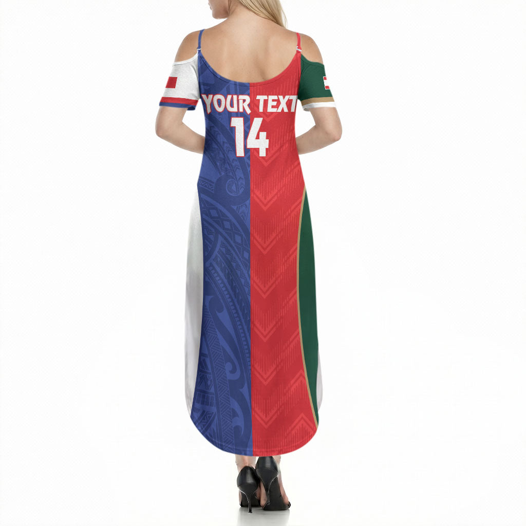 Custom Rugby Samoa and Lebanon Summer Maxi Dress Toa Samoa Cedars Together