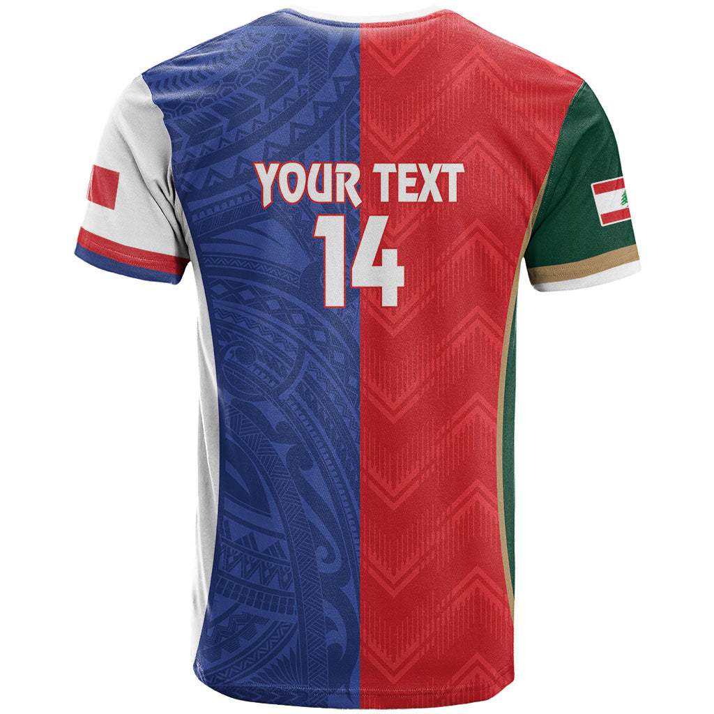 Custom Rugby Samoa and Lebanon T Shirt Toa Samoa Cedars Together