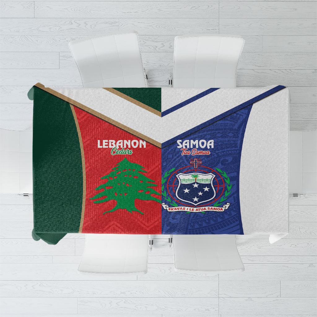 Rugby Samoa and Lebanon Tablecloth Toa Samoa Cedars Together