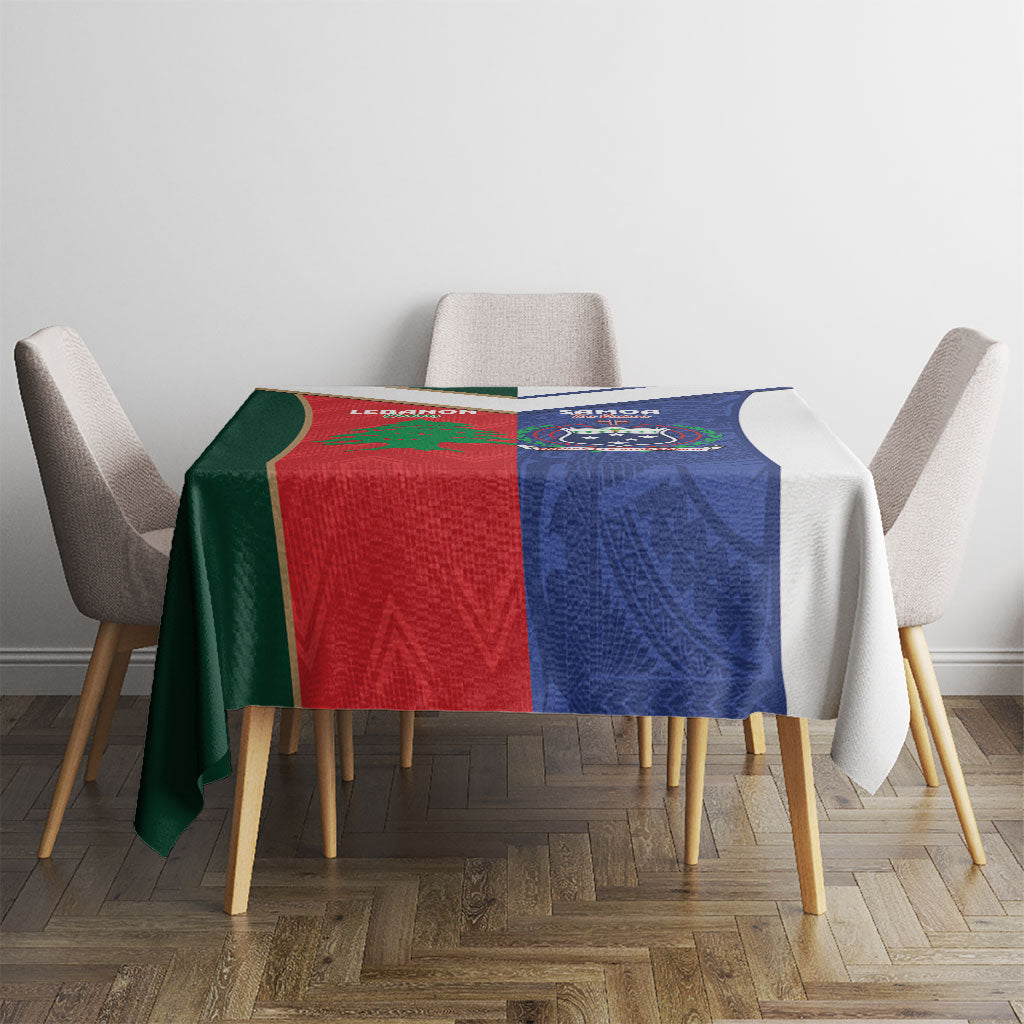 Rugby Samoa and Lebanon Tablecloth Toa Samoa Cedars Together