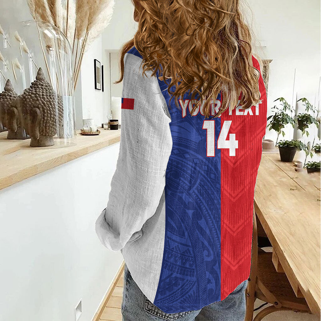Custom Rugby Samoa and Lebanon Women Casual Shirt Toa Samoa Cedars Together