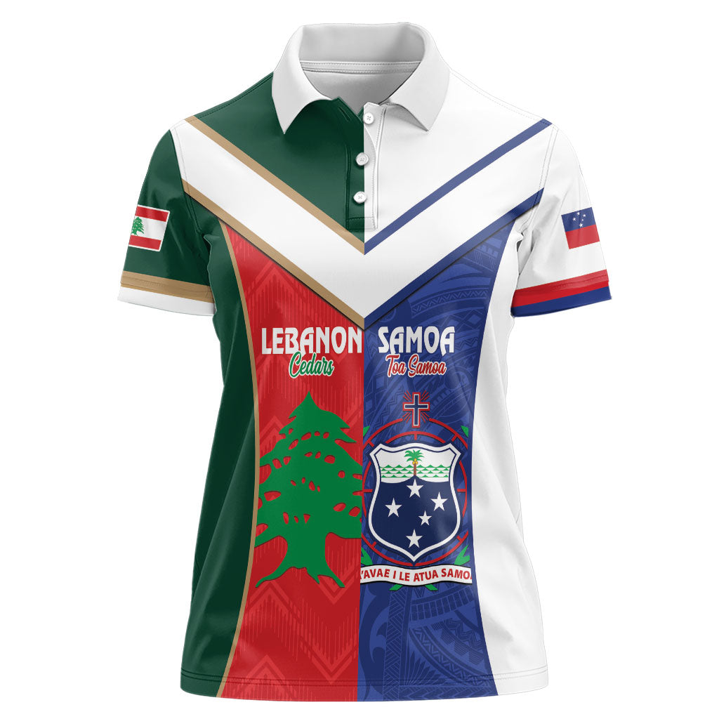 Custom Rugby Samoa and Lebanon Women Polo Shirt Toa Samoa Cedars Together
