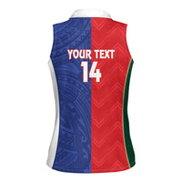 Custom Rugby Samoa and Lebanon Women Sleeveless Polo Shirt Toa Samoa Cedars Together