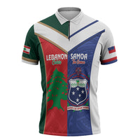 Custom Rugby Samoa and Lebanon Zipper Polo Shirt Toa Samoa Cedars Together