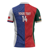 Custom Rugby Samoa and Lebanon Zipper Polo Shirt Toa Samoa Cedars Together