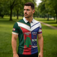 Custom Rugby Samoa and Lebanon Zipper Polo Shirt Toa Samoa Cedars Together