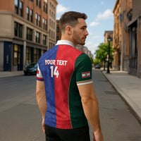 Custom Rugby Samoa and Lebanon Zipper Polo Shirt Toa Samoa Cedars Together