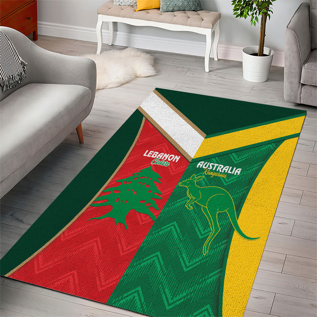 Rugby Australia and Lebanon Area Rug Aussie Kangaroos Cedars Together