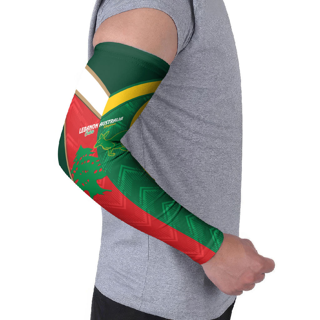 Custom Rugby Australia and Lebanon Arm Sleeves Aussie Kangaroos Cedars Together
