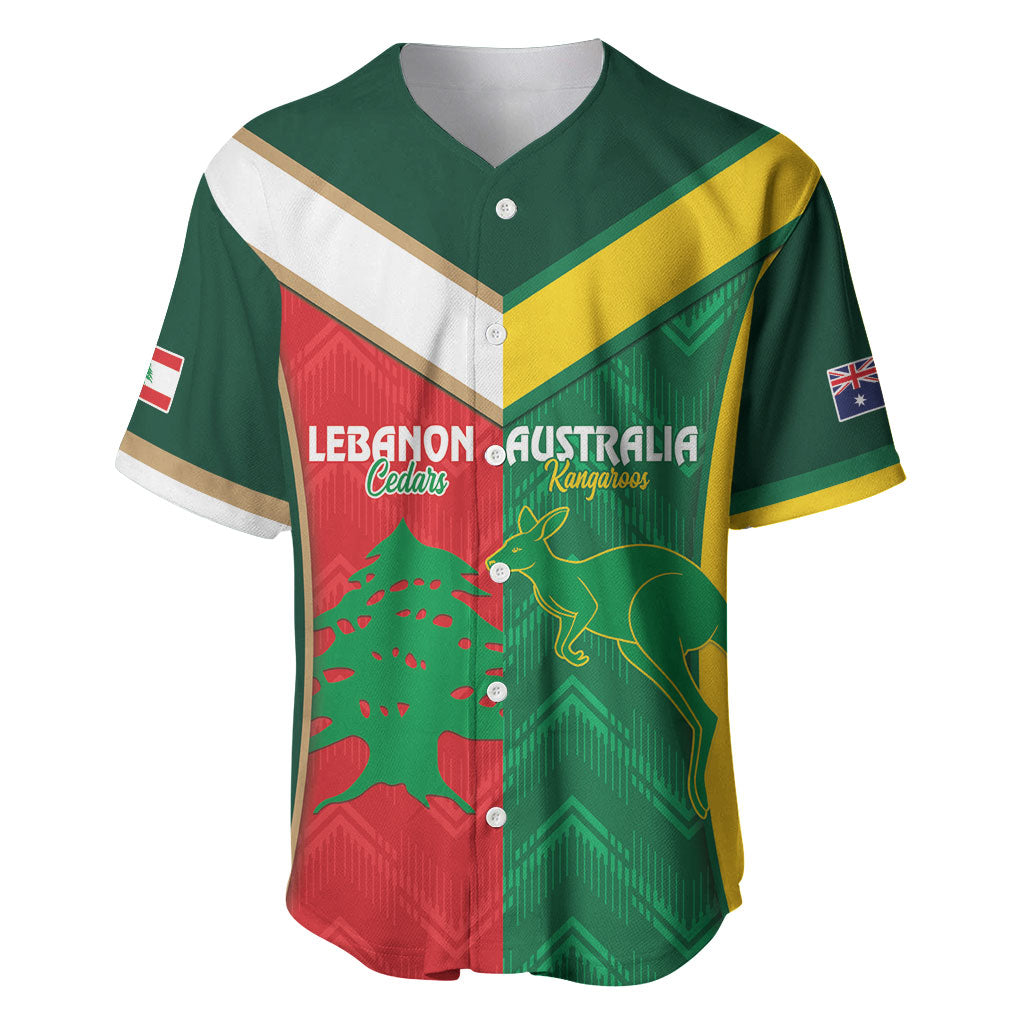 Custom Rugby Australia and Lebanon Baseball Jersey Aussie Kangaroos Cedars Together