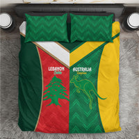 Rugby Australia and Lebanon Bedding Set Aussie Kangaroos Cedars Together