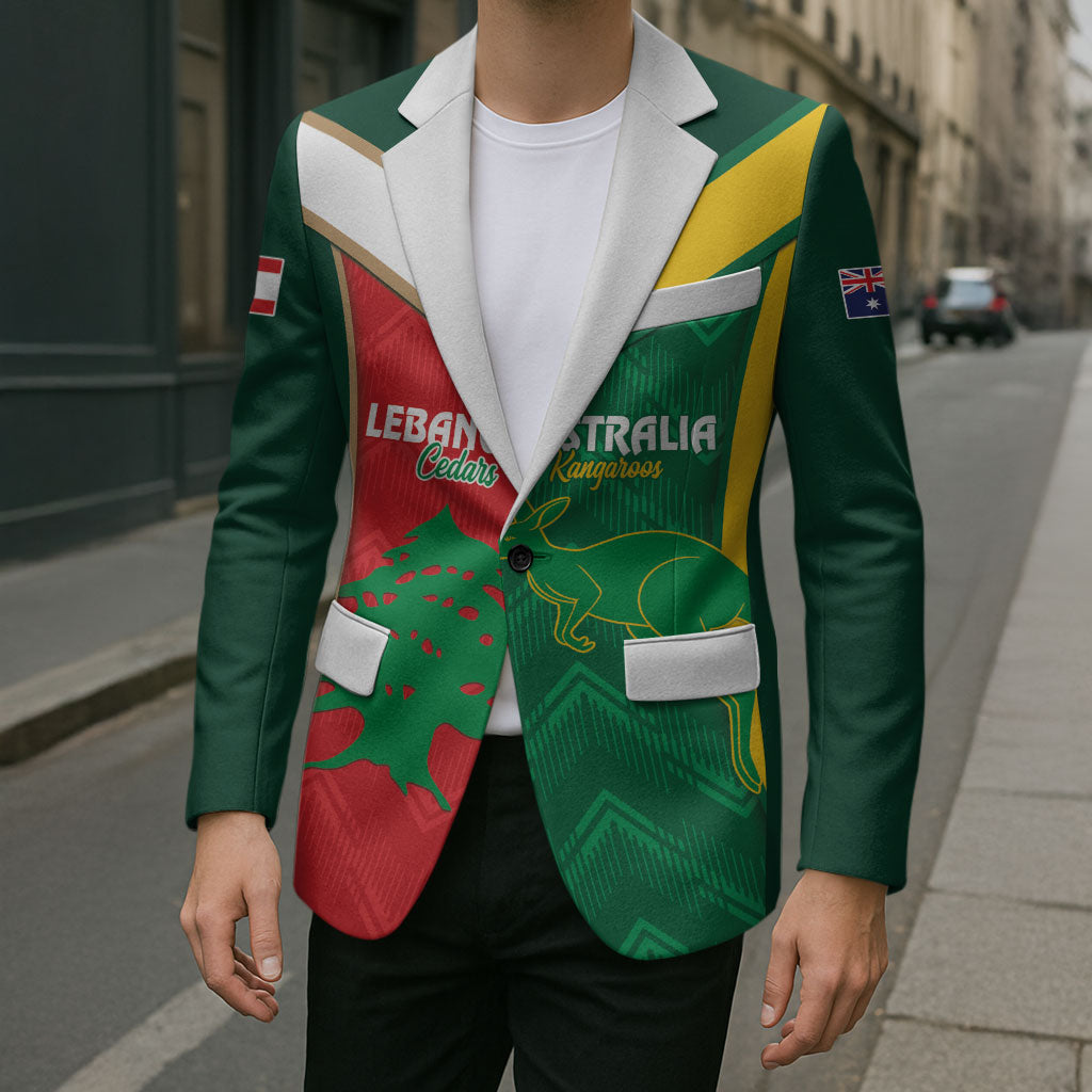 Custom Rugby Australia and Lebanon Blazer Aussie Kangaroos Cedars Together