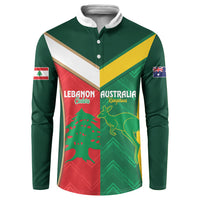 Custom Rugby Australia and Lebanon Button Sweatshirt Aussie Kangaroos Cedars Together