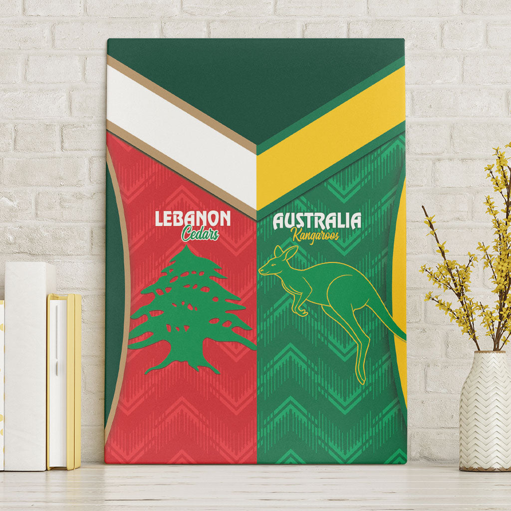 Rugby Australia and Lebanon Canvas Wall Art Aussie Kangaroos Cedars Together