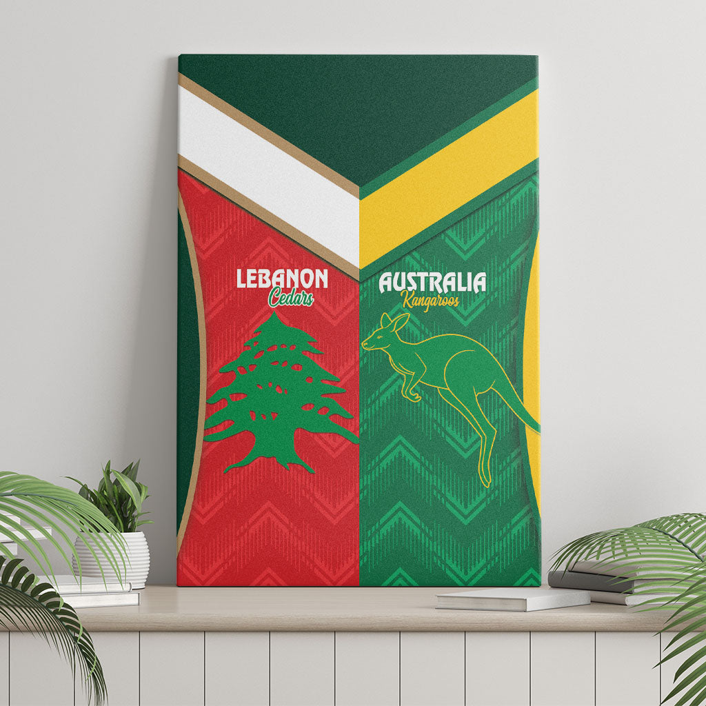 Rugby Australia and Lebanon Canvas Wall Art Aussie Kangaroos Cedars Together