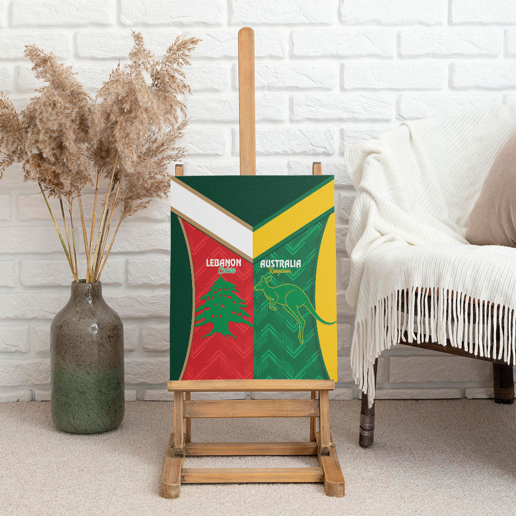 Rugby Australia and Lebanon Canvas Wall Art Aussie Kangaroos Cedars Together