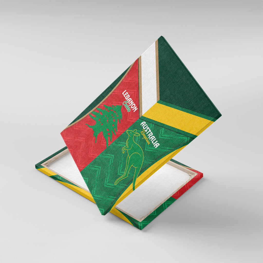 Rugby Australia and Lebanon Canvas Wall Art Aussie Kangaroos Cedars Together