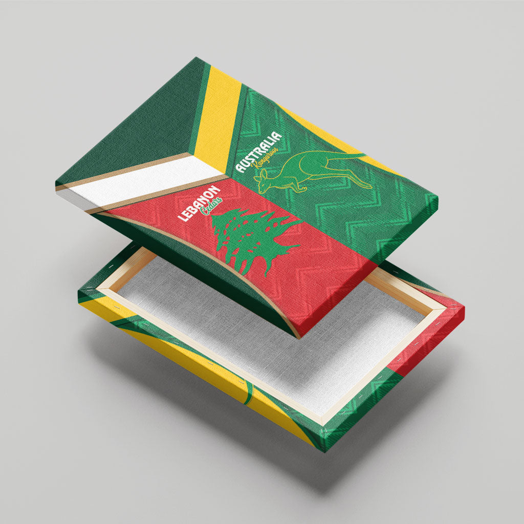 Rugby Australia and Lebanon Canvas Wall Art Aussie Kangaroos Cedars Together