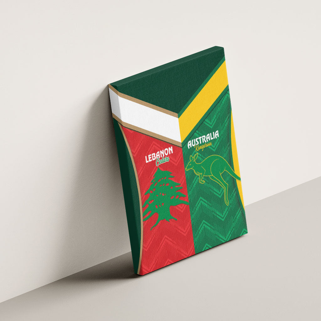 Rugby Australia and Lebanon Canvas Wall Art Aussie Kangaroos Cedars Together