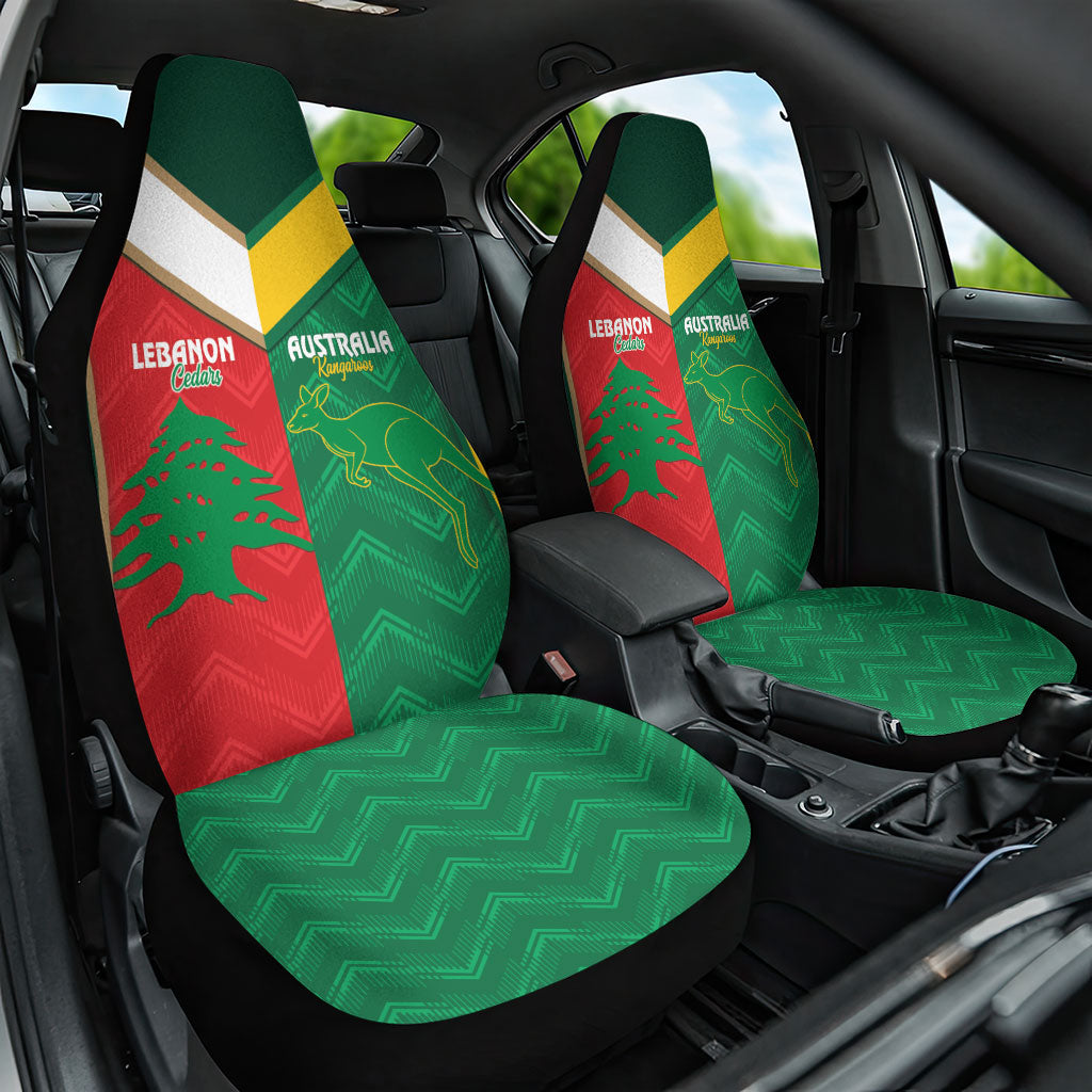 Rugby Australia and Lebanon Car Seat Cover Aussie Kangaroos Cedars Together