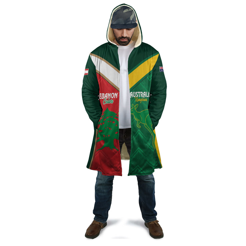 Custom Rugby Australia and Lebanon Cloak Aussie Kangaroos Cedars Together