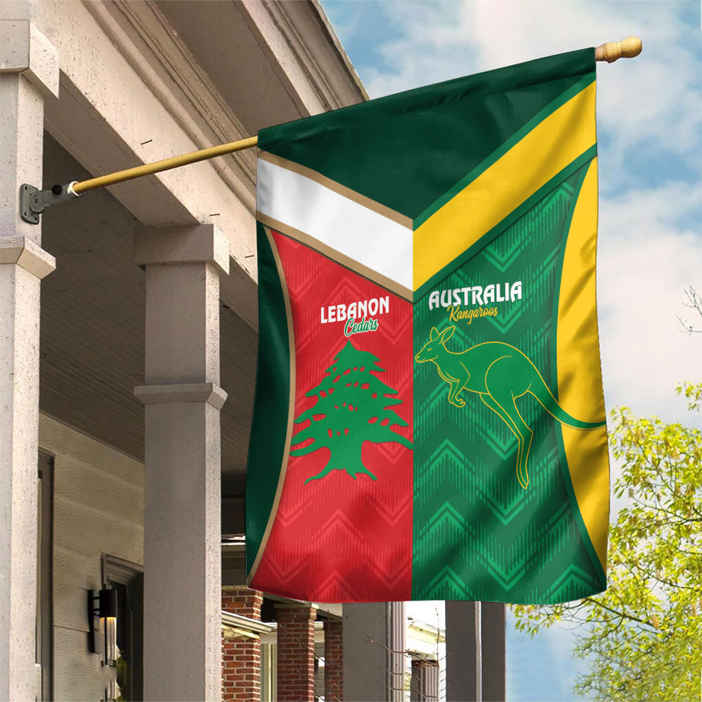 Rugby Australia and Lebanon Garden Flag Aussie Kangaroos Cedars Together