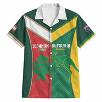 Custom Rugby Australia and Lebanon Hawaiian Shirt Aussie Kangaroos Cedars Together
