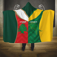 Rugby Australia and Lebanon Hooded Blanket Aussie Kangaroos Cedars Together