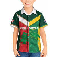 Custom Rugby Australia and Lebanon Kid Hawaiian Shirt Aussie Kangaroos Cedars Together
